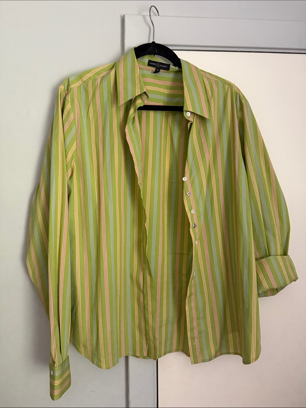 Lime Green Multi-Stripe Button-Down Dress Shirt